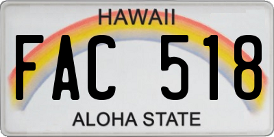 HI license plate FAC518