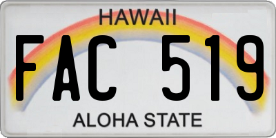 HI license plate FAC519