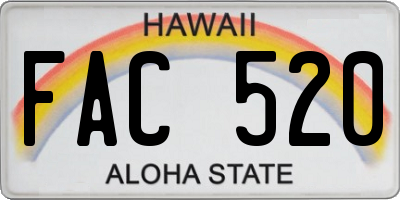 HI license plate FAC520