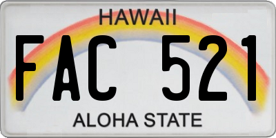 HI license plate FAC521