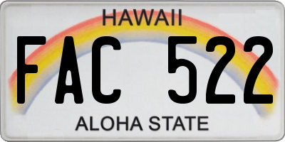 HI license plate FAC522