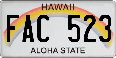 HI license plate FAC523