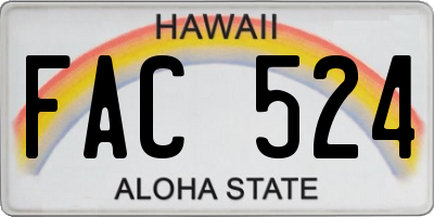HI license plate FAC524