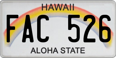 HI license plate FAC526