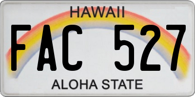 HI license plate FAC527