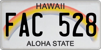 HI license plate FAC528