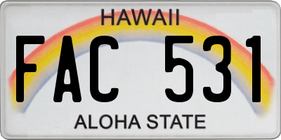 HI license plate FAC531