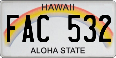 HI license plate FAC532