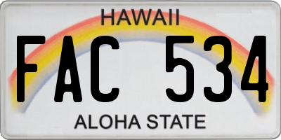 HI license plate FAC534