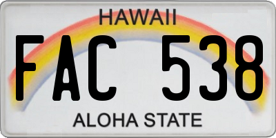 HI license plate FAC538
