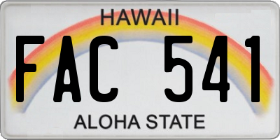 HI license plate FAC541