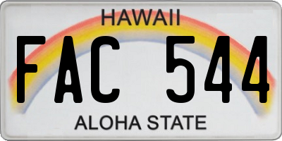 HI license plate FAC544