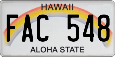 HI license plate FAC548