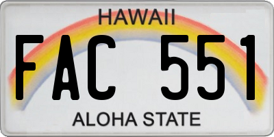 HI license plate FAC551