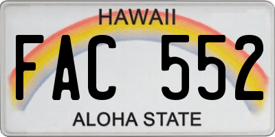 HI license plate FAC552