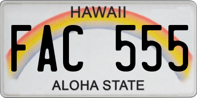 HI license plate FAC555