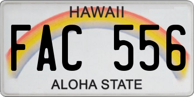 HI license plate FAC556