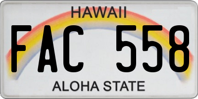 HI license plate FAC558