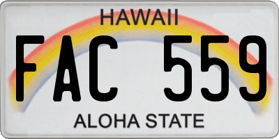 HI license plate FAC559