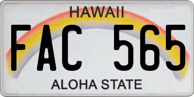 HI license plate FAC565