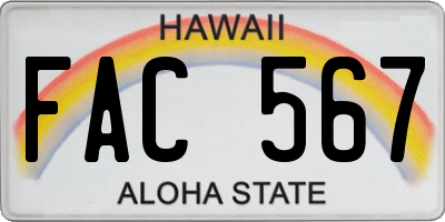 HI license plate FAC567
