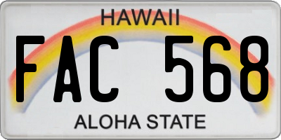 HI license plate FAC568