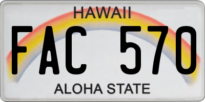 HI license plate FAC570