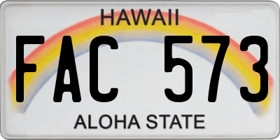 HI license plate FAC573