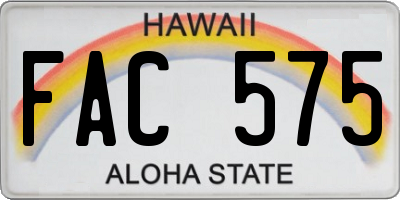 HI license plate FAC575