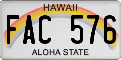 HI license plate FAC576