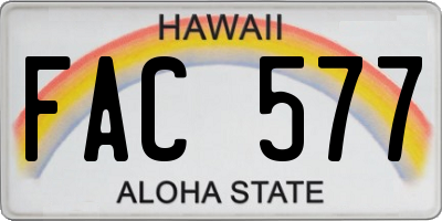 HI license plate FAC577