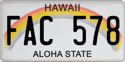 HI license plate FAC578