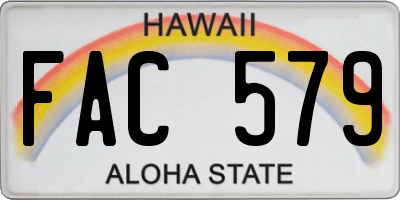 HI license plate FAC579