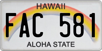 HI license plate FAC581