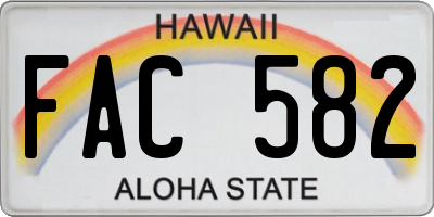 HI license plate FAC582