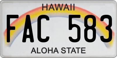 HI license plate FAC583