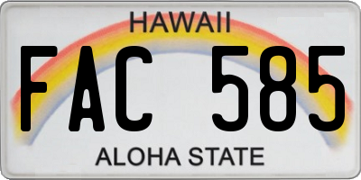 HI license plate FAC585