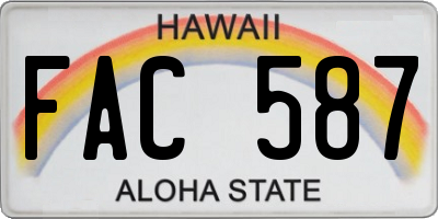 HI license plate FAC587