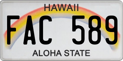 HI license plate FAC589