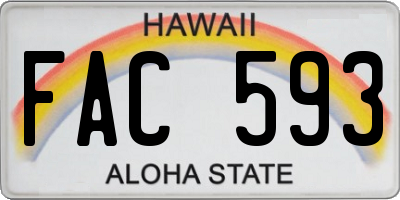 HI license plate FAC593