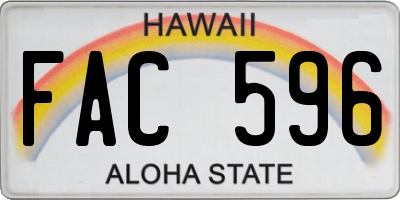 HI license plate FAC596