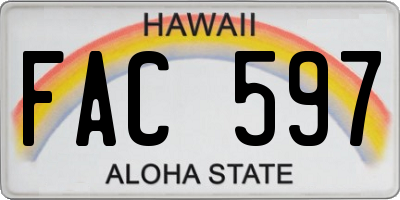 HI license plate FAC597