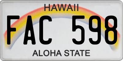 HI license plate FAC598