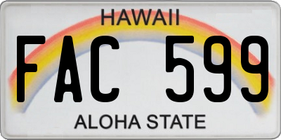 HI license plate FAC599