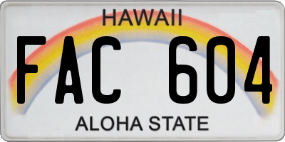 HI license plate FAC604