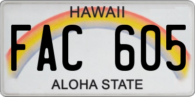 HI license plate FAC605