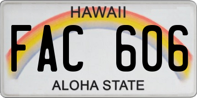 HI license plate FAC606