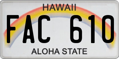 HI license plate FAC610