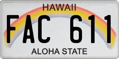 HI license plate FAC611