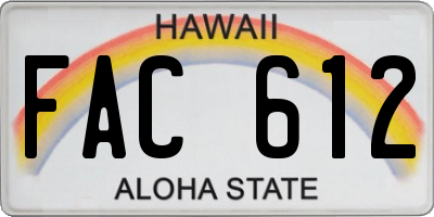 HI license plate FAC612